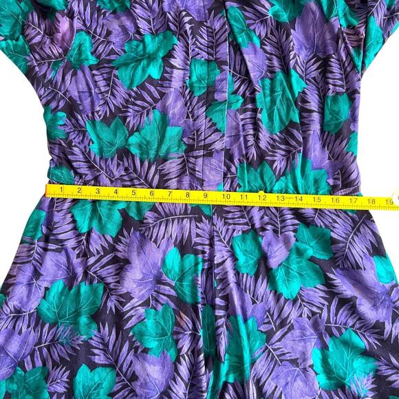 Leslie Fay Women's Vintage 80s 90s Floral Midi Dress Purple Green Size 10 - Picture 7 of 8